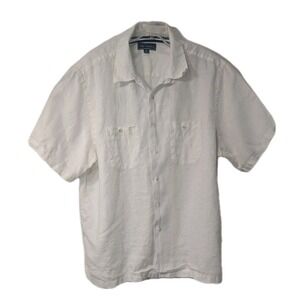Paul Frederick Shirt Men's Short Sleeve 100% Linen XXL White Casual